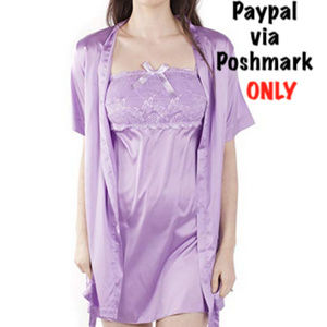 ONLY 1 LEFT 2pc Set Lace Nightgown & Robe